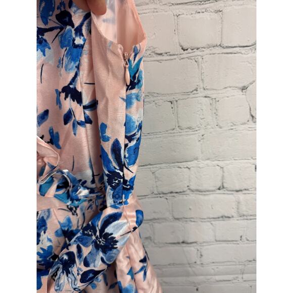 JESSICA HOWARD pink blue floral fit & flare sleeveless dress size 14 NWOT - Picture 4 of 10
